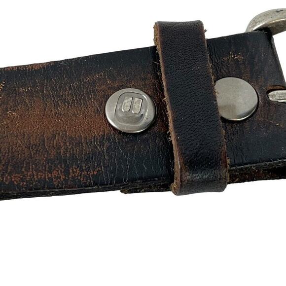 BKE Buckle Embroidered Brown Leather Studded Belt w/ Buckle Laser Cut Outs sz L - Picture 12 of 16